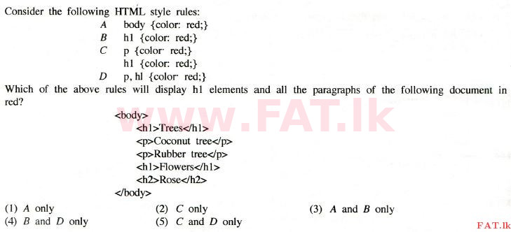 உள்ளூர் பாடத்திட்டம் : உயர்தரம் (உ/த) தகவல் தொடர்பாடல் தொழில்நுட்பம் - 2014 ஆகஸ்ட் - தாள்கள் I (English மொழிமூலம்) 44 1