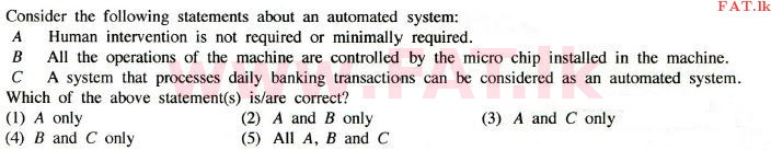National Syllabus : Advanced Level (A/L) Information & Communication Technology ICT - 2014 August - Paper I (English Medium) 46 1