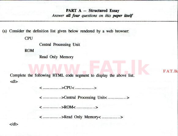 දේශීය විෂය නිර්දේශය : උසස් පෙළ (A/L) තොරතුරු හා සන්නිවේදන තාක්ෂණය (ICT) - 2014 අගෝස්තු - ප්‍රශ්න පත්‍රය II (English මාධ්‍යය) 1 1