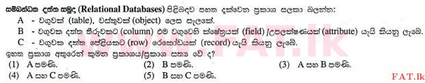 National Syllabus : Advanced Level (A/L) Information & Communication Technology ICT - 2012 August - Paper I (සිංහල Medium) 22 1