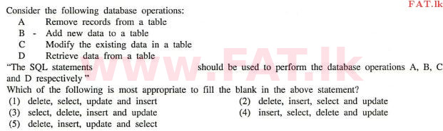 National Syllabus : Advanced Level (A/L) Information & Communication Technology ICT - 2012 August - Paper I (English Medium) 25 1