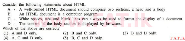 National Syllabus : Advanced Level (A/L) Information & Communication Technology ICT - 2012 August - Paper I (English Medium) 40 1