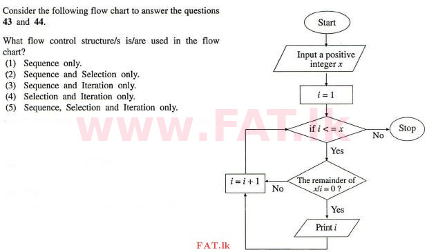 National Syllabus : Advanced Level (A/L) Information & Communication Technology ICT - 2012 August - Paper I (English Medium) 43 1