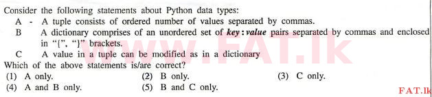 National Syllabus : Advanced Level (A/L) Information & Communication Technology ICT - 2012 August - Paper I (English Medium) 46 1
