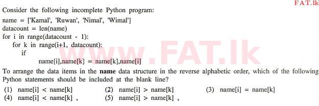 National Syllabus : Advanced Level (A/L) Information & Communication Technology ICT - 2012 August - Paper I (English Medium) 48 1