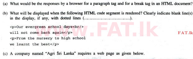 National Syllabus : Advanced Level (A/L) Information & Communication Technology ICT - 2012 August - Paper II (English Medium) 6 1