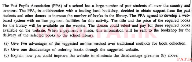 National Syllabus : Advanced Level (A/L) Information & Communication Technology ICT - 2012 August - Paper II (English Medium) 10 1