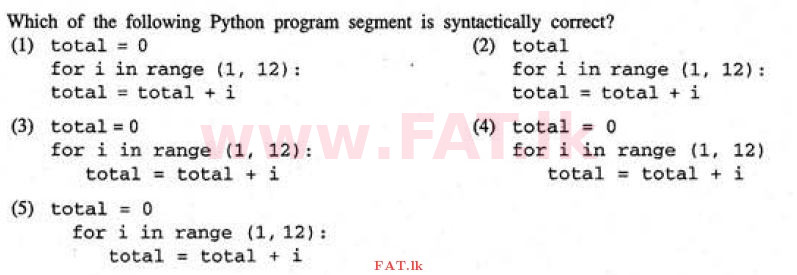 உள்ளூர் பாடத்திட்டம் : உயர்தரம் (உ/த) தகவல் தொடர்பாடல் தொழில்நுட்பம் - 2011 ஆகஸ்ட் - தாள்கள் I (English மொழிமூலம்) 20 1