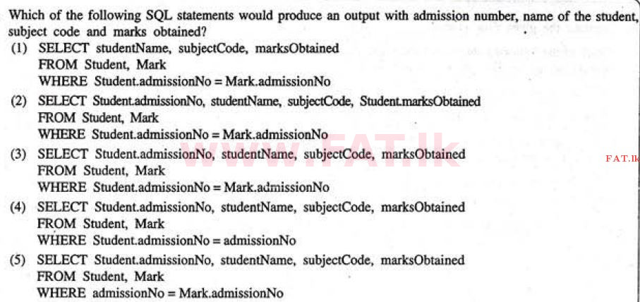 உள்ளூர் பாடத்திட்டம் : உயர்தரம் (உ/த) தகவல் தொடர்பாடல் தொழில்நுட்பம் - 2011 ஆகஸ்ட் - தாள்கள் I (English மொழிமூலம்) 26 2