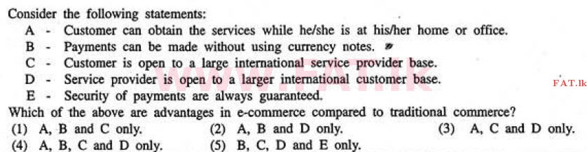 உள்ளூர் பாடத்திட்டம் : உயர்தரம் (உ/த) தகவல் தொடர்பாடல் தொழில்நுட்பம் - 2011 ஆகஸ்ட் - தாள்கள் I (English மொழிமூலம்) 31 1