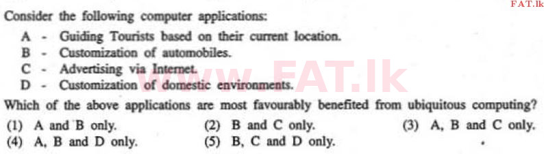 உள்ளூர் பாடத்திட்டம் : உயர்தரம் (உ/த) தகவல் தொடர்பாடல் தொழில்நுட்பம் - 2011 ஆகஸ்ட் - தாள்கள் I (English மொழிமூலம்) 34 1
