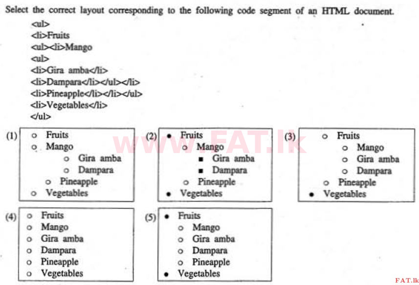 உள்ளூர் பாடத்திட்டம் : உயர்தரம் (உ/த) தகவல் தொடர்பாடல் தொழில்நுட்பம் - 2011 ஆகஸ்ட் - தாள்கள் I (English மொழிமூலம்) 38 1