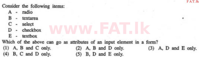 உள்ளூர் பாடத்திட்டம் : உயர்தரம் (உ/த) தகவல் தொடர்பாடல் தொழில்நுட்பம் - 2011 ஆகஸ்ட் - தாள்கள் I (English மொழிமூலம்) 39 1