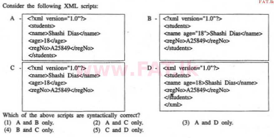 உள்ளூர் பாடத்திட்டம் : உயர்தரம் (உ/த) தகவல் தொடர்பாடல் தொழில்நுட்பம் - 2011 ஆகஸ்ட் - தாள்கள் I (English மொழிமூலம்) 41 1