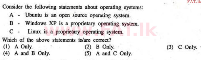 உள்ளூர் பாடத்திட்டம் : உயர்தரம் (உ/த) தகவல் தொடர்பாடல் தொழில்நுட்பம் - 2011 ஆகஸ்ட் - தாள்கள் I (English மொழிமூலம்) 42 1