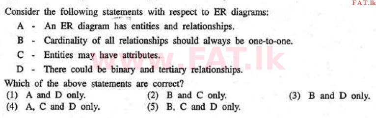 உள்ளூர் பாடத்திட்டம் : உயர்தரம் (உ/த) தகவல் தொடர்பாடல் தொழில்நுட்பம் - 2011 ஆகஸ்ட் - தாள்கள் I (English மொழிமூலம்) 43 1