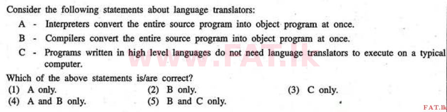 உள்ளூர் பாடத்திட்டம் : உயர்தரம் (உ/த) தகவல் தொடர்பாடல் தொழில்நுட்பம் - 2011 ஆகஸ்ட் - தாள்கள் I (English மொழிமூலம்) 44 1