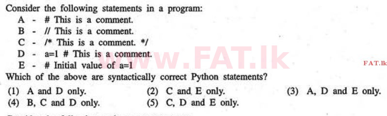 உள்ளூர் பாடத்திட்டம் : உயர்தரம் (உ/த) தகவல் தொடர்பாடல் தொழில்நுட்பம் - 2011 ஆகஸ்ட் - தாள்கள் I (English மொழிமூலம்) 46 1