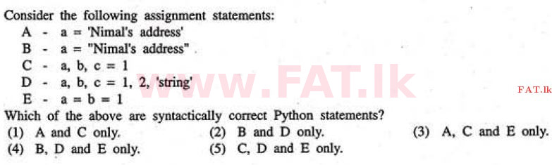 உள்ளூர் பாடத்திட்டம் : உயர்தரம் (உ/த) தகவல் தொடர்பாடல் தொழில்நுட்பம் - 2011 ஆகஸ்ட் - தாள்கள் I (English மொழிமூலம்) 47 1