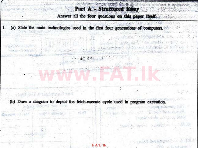 உள்ளூர் பாடத்திட்டம் : உயர்தரம் (உ/த) தகவல் தொடர்பாடல் தொழில்நுட்பம் - 2011 ஆகஸ்ட் - தாள்கள் II (English மொழிமூலம்) 1 1