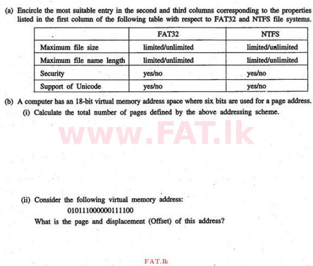உள்ளூர் பாடத்திட்டம் : உயர்தரம் (உ/த) தகவல் தொடர்பாடல் தொழில்நுட்பம் - 2011 ஆகஸ்ட் - தாள்கள் II (English மொழிமூலம்) 2 1