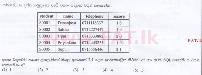 දේශීය විෂය නිර්දේශය : උසස් පෙළ (A/L) තොරතුරු හා සන්නිවේදන තාක්ෂණය (ICT) - 2016 අගෝස්තු - ප්‍රශ්න පත්‍රය I (සිංහල මාධ්‍යය) 48 1