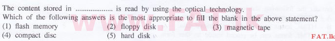 දේශීය විෂය නිර්දේශය : උසස් පෙළ (A/L) තොරතුරු හා සන්නිවේදන තාක්ෂණය (ICT) - 2016 අගෝස්තු - ප්‍රශ්න පත්‍රය I (English මාධ්‍යය) 5 1