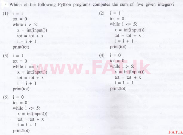 දේශීය විෂය නිර්දේශය : උසස් පෙළ (A/L) තොරතුරු හා සන්නිවේදන තාක්ෂණය (ICT) - 2016 අගෝස්තු - ප්‍රශ්න පත්‍රය I (English මාධ්‍යය) 30 1