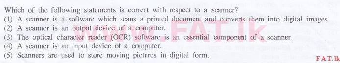 දේශීය විෂය නිර්දේශය : උසස් පෙළ (A/L) තොරතුරු හා සන්නිවේදන තාක්ෂණය (ICT) - 2016 අගෝස්තු - ප්‍රශ්න පත්‍රය I (English මාධ්‍යය) 35 1