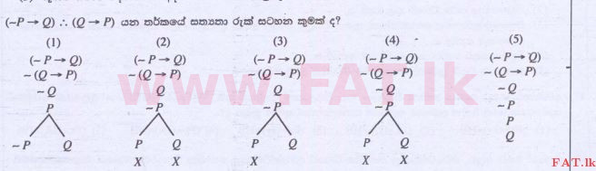 දේශීය විෂය නිර්දේශය : උසස් පෙළ (A/L) තර්ක ශාස්ත්‍රය හා විද්‍යාත්මක ක්‍රමය - 2015 අගෝස්තු - ප්‍රශ්න පත්‍රය I (සිංහල මාධ්‍යය) 40 1