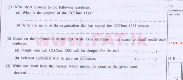 National Syllabus : Advanced Level (A/L) English Language - 2015 August - Paper I (English Medium) 7 2
