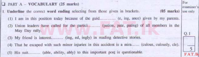 உள்ளூர் பாடத்திட்டம் : உயர்தரம் (உ/த) ஆங்கிலம் - 2015 ஆகஸ்ட் - தாள்கள் II (English மொழிமூலம்) 1 1
