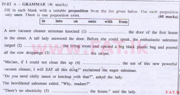 දේශීය විෂය නිර්දේශය : උසස් පෙළ (A/L) ඉංග්‍රීසි භාෂාව - 2014 අගෝස්තු - ප්‍රශ්න පත්‍රය I (English මාධ්‍යය) 1 1