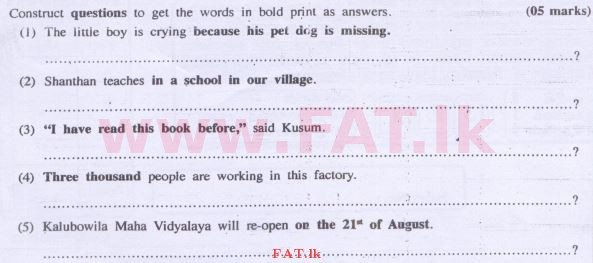 National Syllabus : Advanced Level (A/L) English Language - 2014 August - Paper I (English Medium) 3 1
