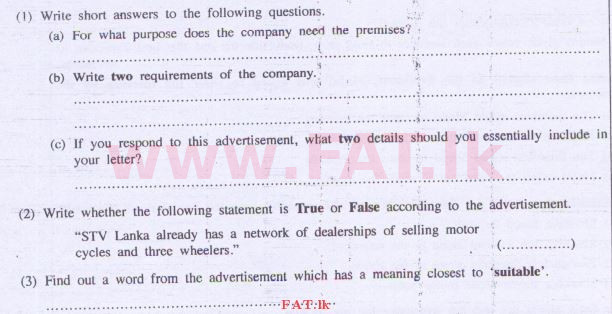 National Syllabus : Advanced Level (A/L) English Language - 2014 August - Paper I (English Medium) 7 2