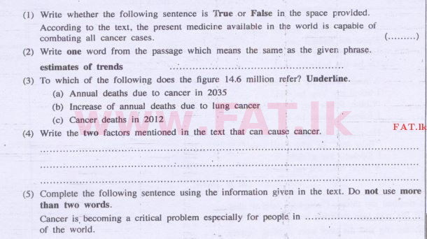 National Syllabus : Advanced Level (A/L) English Language - 2014 August - Paper I (English Medium) 9 2