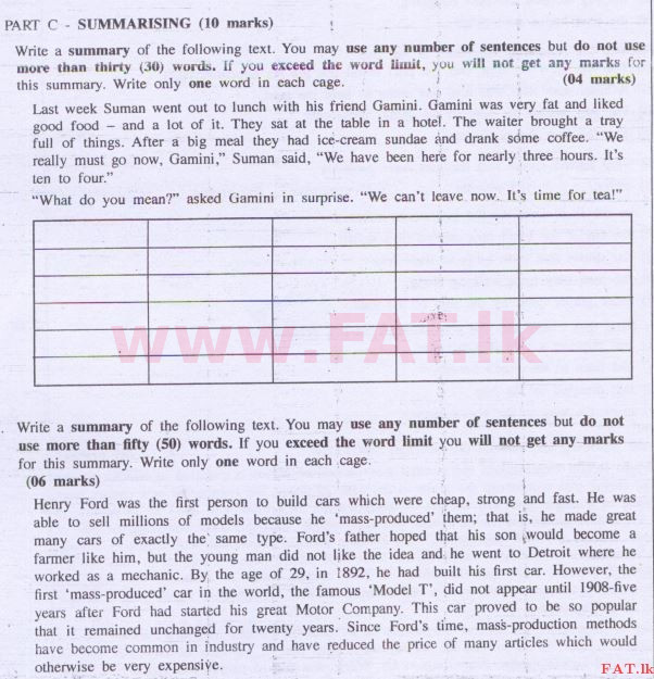 National Syllabus : Advanced Level (A/L) English Language - 2014 August - Paper I (English Medium) 10 1