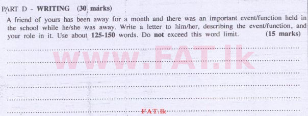 National Syllabus : Advanced Level (A/L) English Language - 2014 August - Paper I (English Medium) 11 1