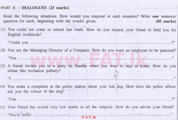 National Syllabus : Advanced Level (A/L) English Language - 2014 August - Paper II (English Medium) 5 1