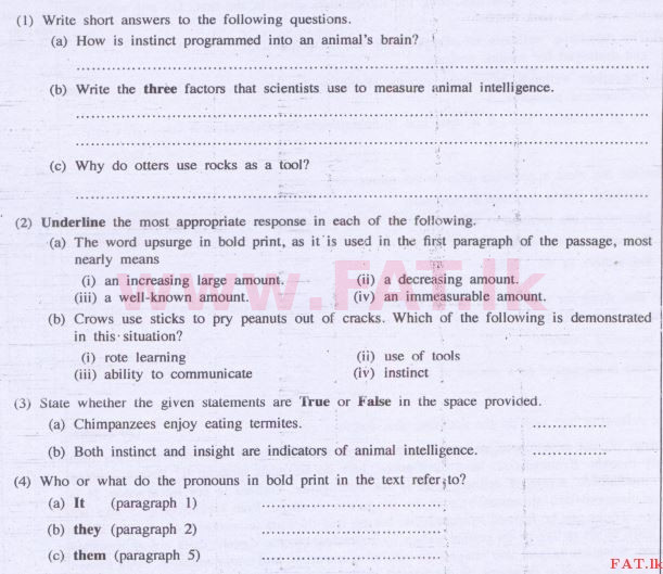 දේශීය විෂය නිර්දේශය : උසස් පෙළ (A/L) ඉංග්‍රීසි භාෂාව - 2014 අගෝස්තු - ප්‍රශ්න පත්‍රය II (English මාධ්‍යය) 10 2