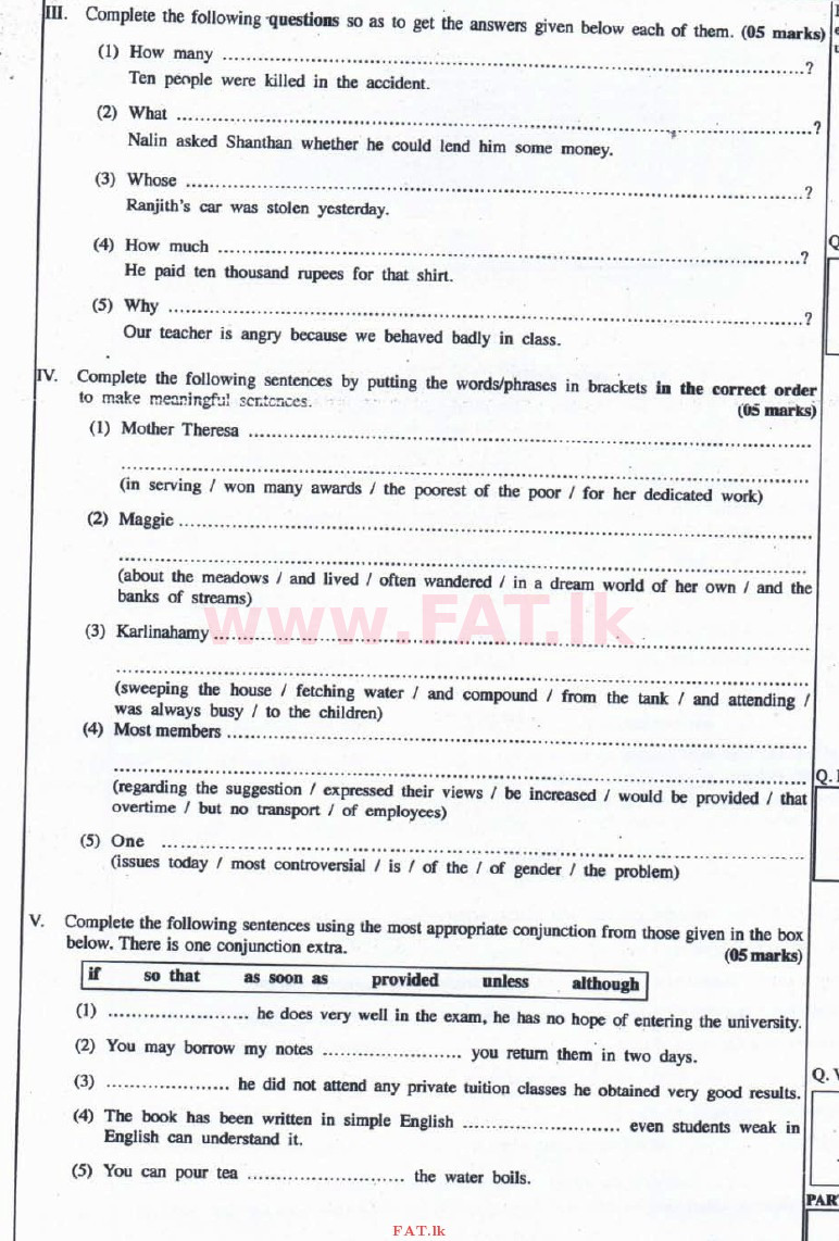 National Syllabus : Advanced Level (A/L) English Language - 2016 August - Paper I (English Medium) 1 2