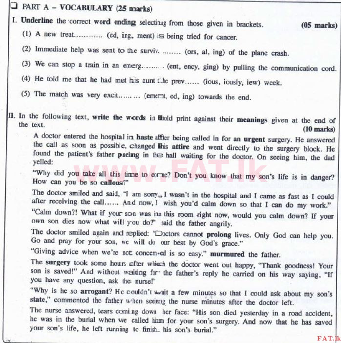 உள்ளூர் பாடத்திட்டம் : உயர்தரம் (உ/த) ஆங்கிலம் - 2016 ஆகஸ்ட் - தாள்கள் II (English மொழிமூலம்) 1 1