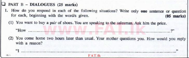 National Syllabus : Advanced Level (A/L) English Language - 2016 August - Paper II (English Medium) 2 1