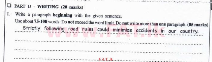 உள்ளூர் பாடத்திட்டம் : உயர்தரம் (உ/த) ஆங்கிலம் - 2016 ஆகஸ்ட் - தாள்கள் II (English மொழிமூலம்) 4 1