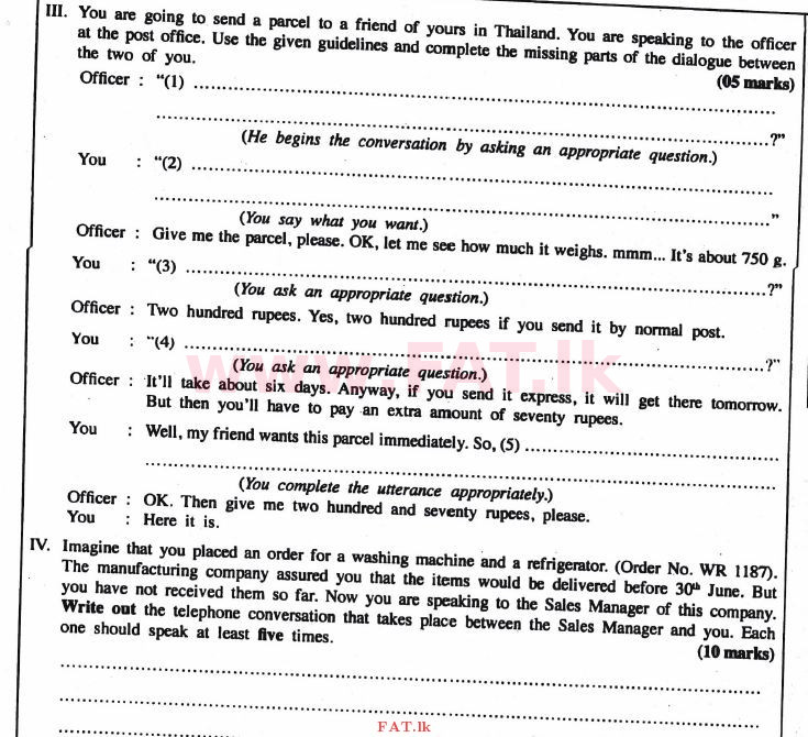 உள்ளூர் பாடத்திட்டம் : உயர்தரம் (உ/த) ஆங்கிலம் - 2017 ஆகஸ்ட் - தாள்கள் II (English மொழிமூலம்) 2 2