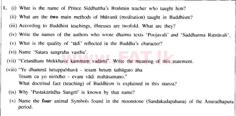 உள்ளூர் பாடத்திட்டம் : சாதாரண நிலை (சா/த) பௌத்தம் - 2016 டிசம்பர் - தாள்கள் II (புதிய பாடத்திட்டம்) (English மொழிமூலம்) 1 1