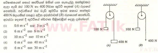 உள்ளூர் பாடத்திட்டம் : உயர்தரம் (உ/த) பௌதீகவியல் - 2008 ஆகஸ்ட் - தாள்கள் I (සිංහල மொழிமூலம்) 32 1