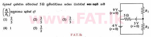 உள்ளூர் பாடத்திட்டம் : உயர்தரம் (உ/த) பௌதீகவியல் - 2013 ஆகஸ்ட் - தாள்கள் I (සිංහල மொழிமூலம்) 45 1