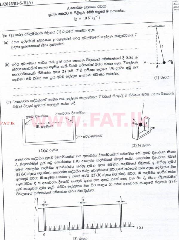 National Syllabus : Advanced Level (A/L) Physics - 2015 August - Paper II (සිංහල Medium) 1 1