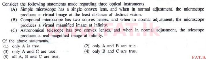 உள்ளூர் பாடத்திட்டம் : உயர்தரம் (உ/த) பௌதீகவியல் - 2015 ஆகஸ்ட் - தாள்கள் I (English மொழிமூலம்) 5 1